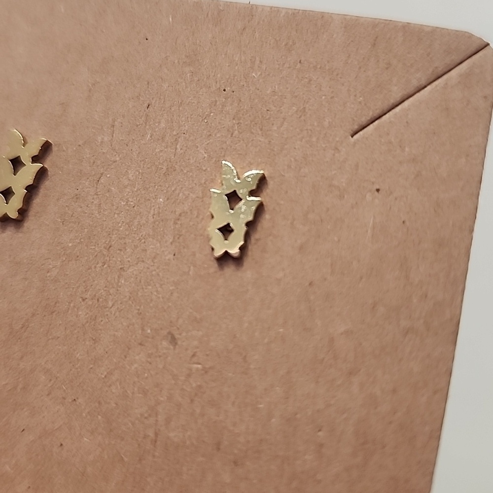 Gold NWOT Geometric Stainless Steel Stud Butterfly6 Earrings - Picture 2 of 6